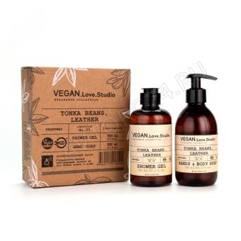 ПН VEGAN.Love.Studio "Tonka Beans, Leather", унисекс (гель д/душа 300 мл + мыло д/рук 300 мл)