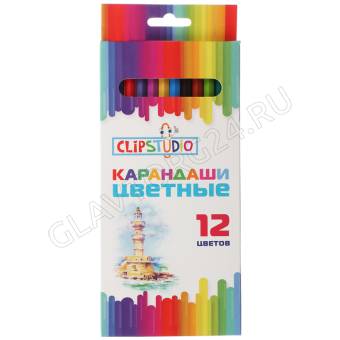 Карандаши 12 цветов шестигранные заточ., пластик, в карт.кор. с подвесом