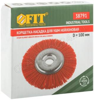 Корщетка-колесо нейлоновая, посадочный диаметр 22,2мм,Профи100мм 38791