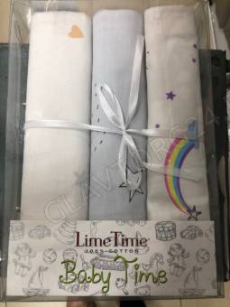Набор простыней 3шт 100*150см сатин Lime Time Baby Time Радуга АКЦИЯ