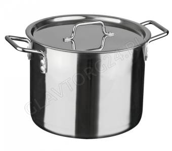 Кастрюля 15,0л [ОБЩЕПИТ] нерж. (d30см,h23см) сварной, клепанные ручки арт. КТ-ОБ-15В
