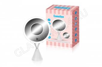Зеркало с LED подсветкой Camelion M282-DL C01 бел.(1x/ съёмн.5x- увелич.,дневн.свет,5Вт,4*LR03 /USB)