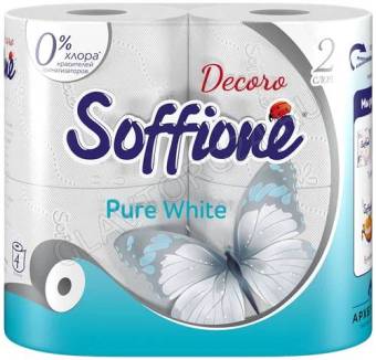 Туалетная бумага Soffione pure whitel 2-х сл. белая 4шт