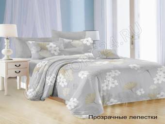 КПБ 1,5сп Satin collection Микросатин Прозрачные лепестки   Под143*215+Пр145*215+Нав(70*70)