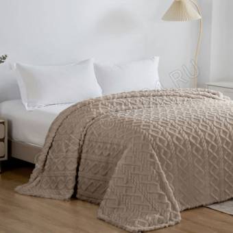 Плед 180*200см велсофт ТМ "Vse DOMA", щерпа, косичка, цвет какао, ролик