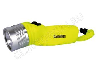 Фонарик Camelion LED51534 (желт, LED 3W SEOUL  глуб 30м, 4xLR6, дайв, пласт+алюм., блистер)