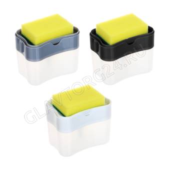 VETTA Дозатор для моющего средства с губкой, пластик, 14x10,5x9см, 3 цвета