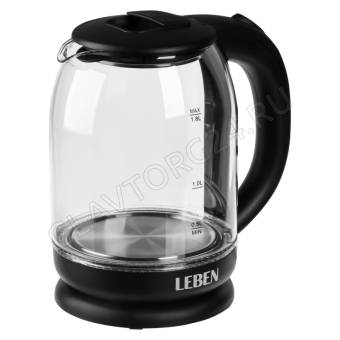 Чайник электрический LEBEN 291-145 1,8л 1,5кВт стекло черный