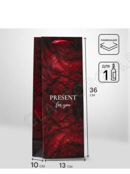 Пакет ламинированный под бутылку "Present for you",13 х 36 х 10 см 9905813