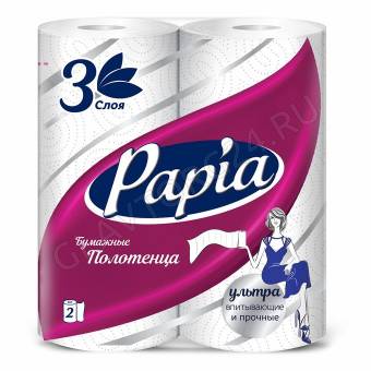 ПОЛОТЕНЦА бумажные Papia Decor 3-х сл.2 рул./14