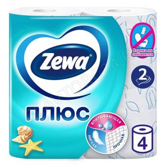 Туалетная бумага Zewa Plus 2-сл.4 рул. 23м голубая/24шт