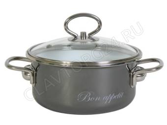 Кастрюля эмалир. цилиндр. 5,0л белосн./мокр. асф. Bon appetit 8SB245S