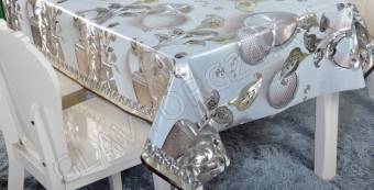 Клеенка HOZBAT Элегия голд на ткани 1,37*20м BTRA-81269C-3-S silver цена за метр 