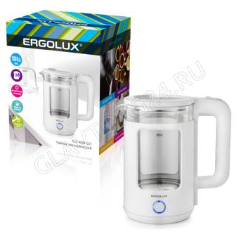 Чайник электрический ERGOLUX ELX-KG08-C01 1,8л 1,8кВт стекло белый