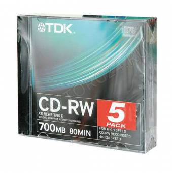 Диски TDK CD-RW 700mb 4-12x Slim 5 /120/