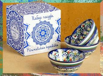 Набор пиал Риштанская Керамика 9,5см, 3шт подар упак 5139404