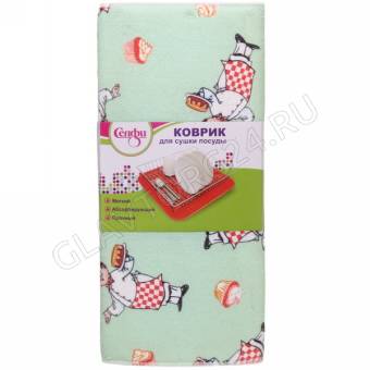Коврик для сушки посуды 38*50см "Поваренок" мятный арт. 335-226