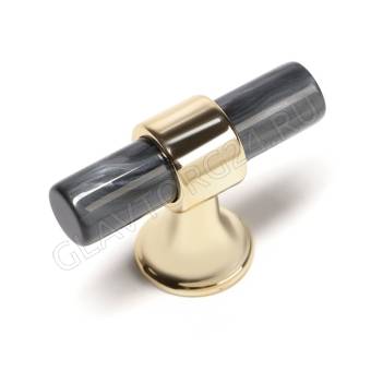 Ручка кнопка CAPPIO PK106, D=12 мм, пластик, цвет графит/золото   9905908