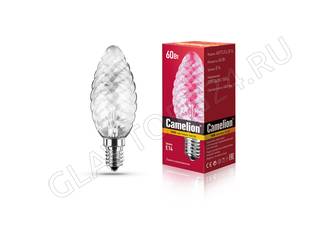 Лампа ДС60Вт Е14 MIC Camelion 60/TC/CL/E14 (прозрачной колбой, свеча витая)