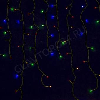 СНОУ БУМ Гирлянда электр.Бахрома 3*0,7 м,96LED "Шар",мультицвет,8реж,ПВХ пров,220В