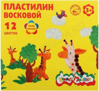 Пластилин восковой 12цв 180г Каляка-Маляка+стек