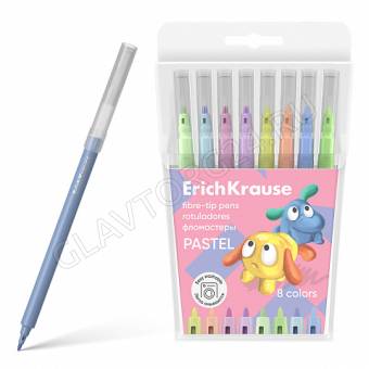 Фломастеры   8цв Jolly Friends Pastel Easy Washable /в футляре с европодвесом NEW 56085