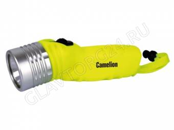 Фонарик Camelion LED51534 (желт, LED 3W SEOUL  глуб 30м, 4xLR6, дайв, пласт+алюм., блистер)
