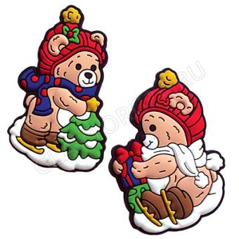 СНОУ БУМ Магнит 6см, ПВХ, "Новогодний медвежонок", 2 дизайна, DS53001