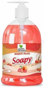 Жидкое мыло "Soapy" 500мл эконом "Грейпфрут" с дозатором Clean&Green CG8243/12