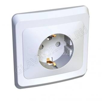 Розетка 1 СП Этюд PC16-004B с з/шт белая АКЦИЯ