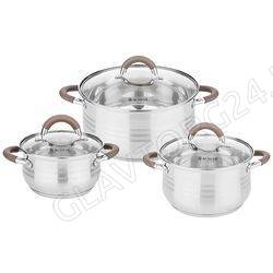 НАБОР КАСТРЮЛЬ AGNESS СО СТЕКЛ.КРЫШКАМИ 6ПР.1,7/3,5/6,5Л/4 арт. 937-509