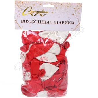 Воздушные шары 100 шт, 10"/25см "Любовная серия", Красный/белый 574-445