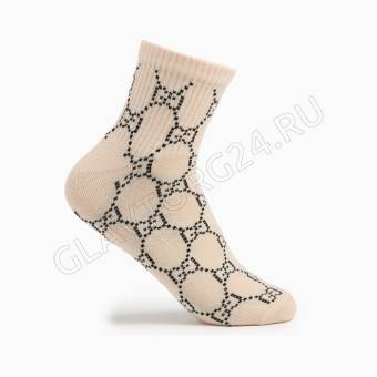 Носки женские х/б GUCCI асс р-р 37-39(23-25) бежевый 9496980