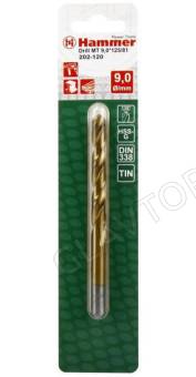 Сверло Hammer Flex 202-120 DR MT 9,0мм*125/81мм  металл, DIN338, HSS-G, TIN