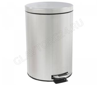 Контейнер д/мусора 12,0л круг с педалью нерж с доводчиком 250*250*390мм (полировка ЗЕРКАЛЬНАЯ)
