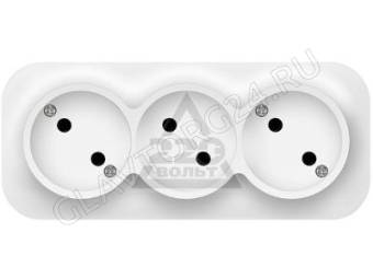 Розетка 3-м ОП 10А IP20 без заземл. бел. IONICH 1445