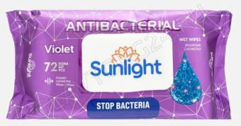 SUNLIGHT Влажные салфетки Antibacterial Violet 72 шт /40