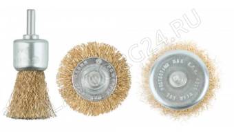 Корщетки со штифтом, набор 3 шт. (колесо 50 мм / чашка 50 мм / венчик 25 мм) (MOS)