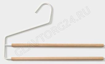 Вешалка для брюк и юбок 2 перекладины, 36х21,5х1,1 см "Wood" цвет белый   6257726 снято