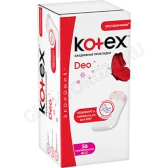 KOTEX прокладки ежедневные 56 шт УЛЬТРАТОНКИЕ Deo /16