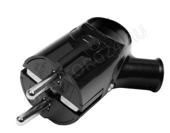 Вилка угловая Volsten S2-PZ11 Black 16А с кольцом черн.с/з