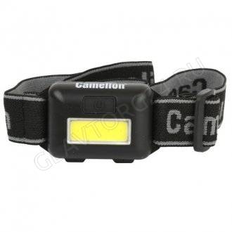 Фонарик Camelion LED5355  (фонарь налобн, черн.,1Вт COB LED, 3 реж, 3XAAA, пласт, блист)