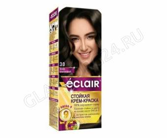 ECLAIR w9 Стойкая крем-краска д/волос № 3.0 темно-каштановый