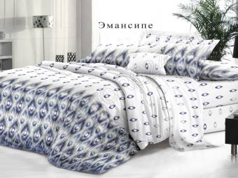 КПБ 2сп Макси De Luxe Сатин Эмансипе Под175*215+Пр220*240+2Нав(70*70)
