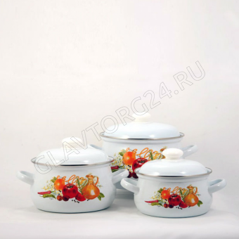 Набор эмалир. №129АП2/4 Итальянская кухня (груш. 2,0/3,0/4,5л) (1)