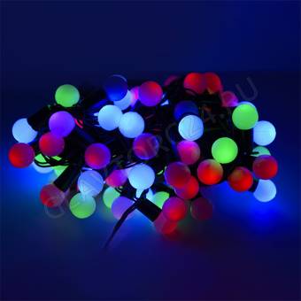 Гирлянда светод. уличная "Шарики", SE-BL-10100M,10M,100LED,мульт(3цв.),IP44,черн.шн.1,5м,СОЕД,