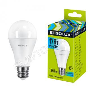 Лампа светод. Ergolux LED-A60-17W-E27-4K (ЛОН 17Вт E27 4500K 172-265В) NEW