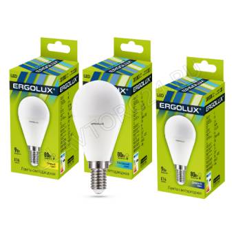 Лампа светод. Ergolux LED-G45-9W-E14-4K (Шар 9Вт E14 4000K 172-265В) NEW
