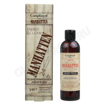 ПН Compliment №1750 men Manhatten (Универсальный гель для тела и волос 250мл + мочалка) 12шт
