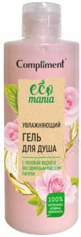 Compliment Ecomania увлажняющий гель для душа с розовой водой и BIO эфирным маслом пачули, 400мл